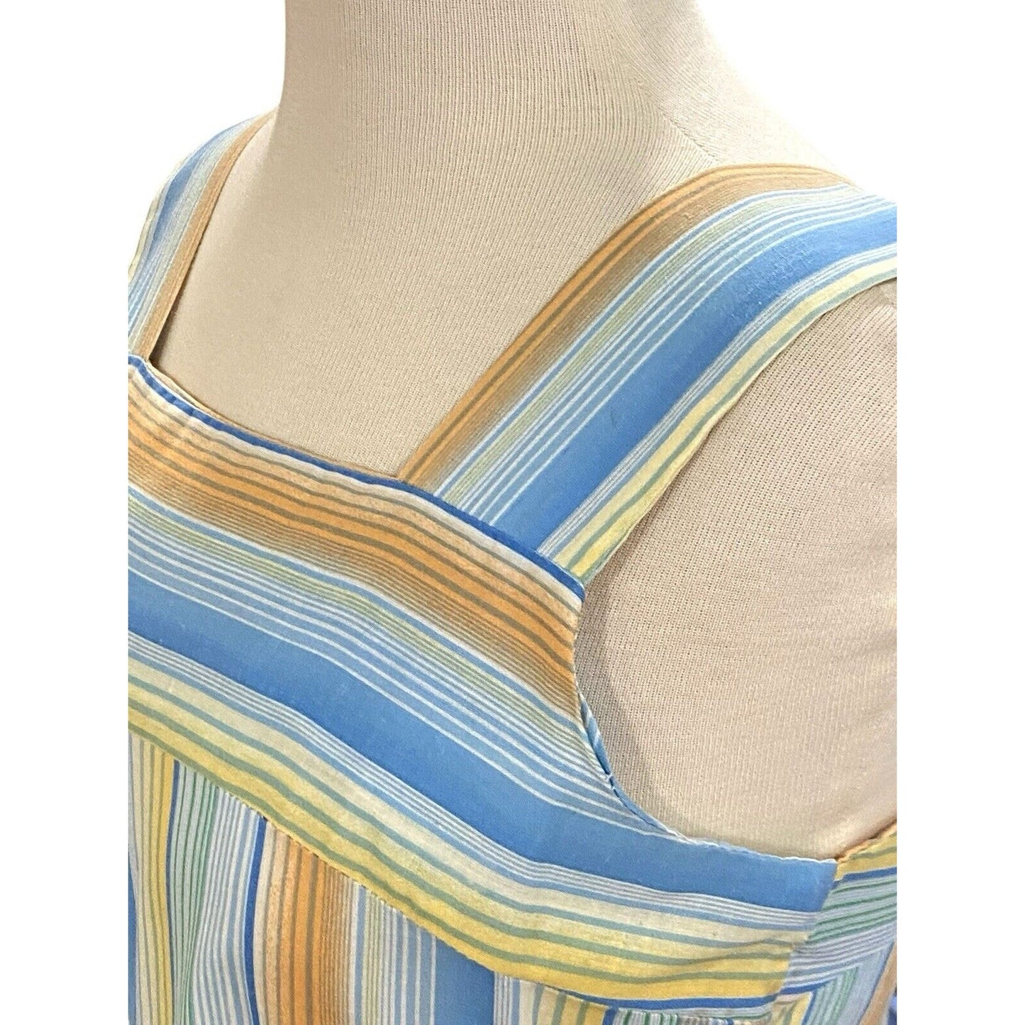 Vintage 70s Striped Mumu House Dress One Size Handmade Sleeveless