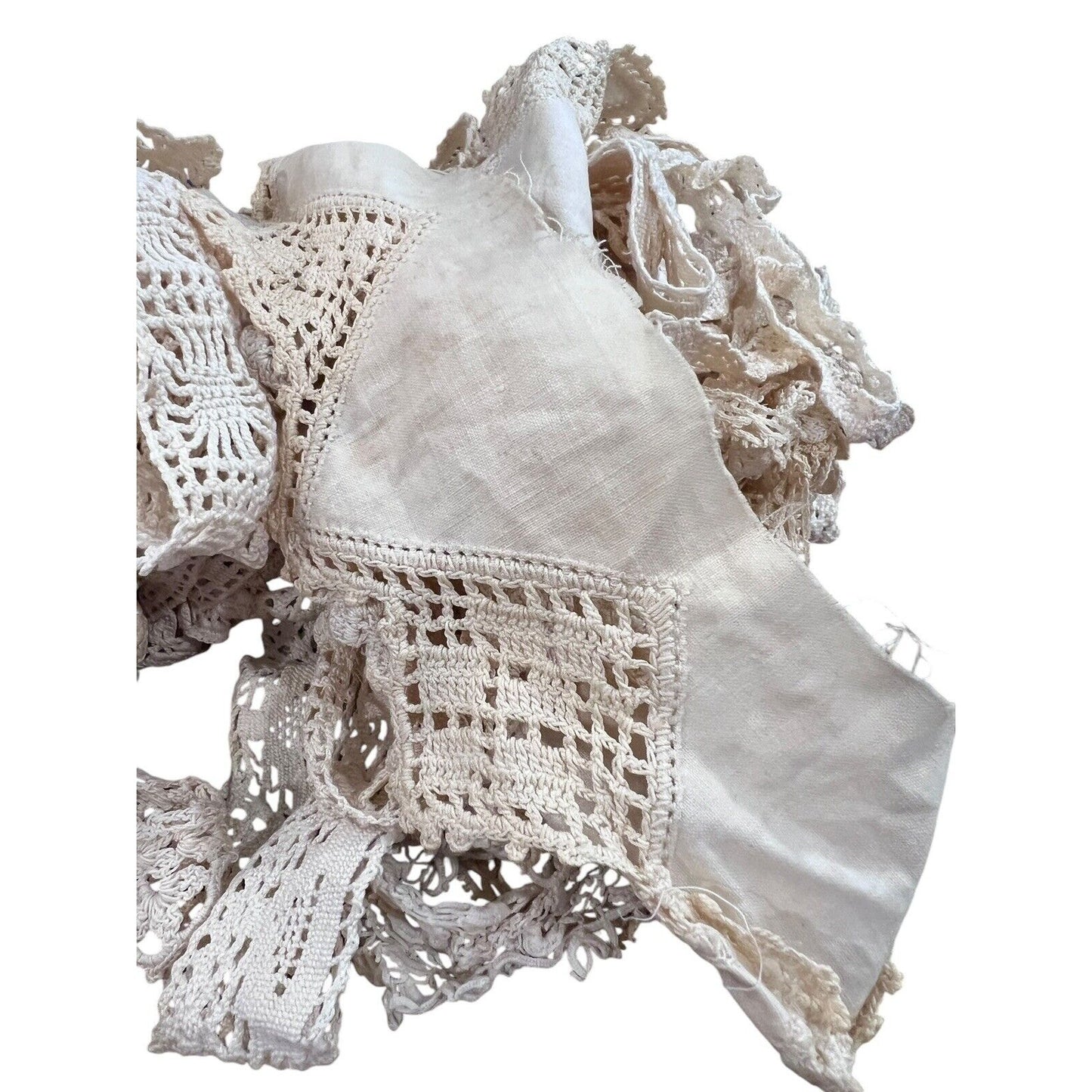 Lace Trim Lot Vintage Up Cycle Sewing Crafts Junk Journals Mixed Stitched Circle