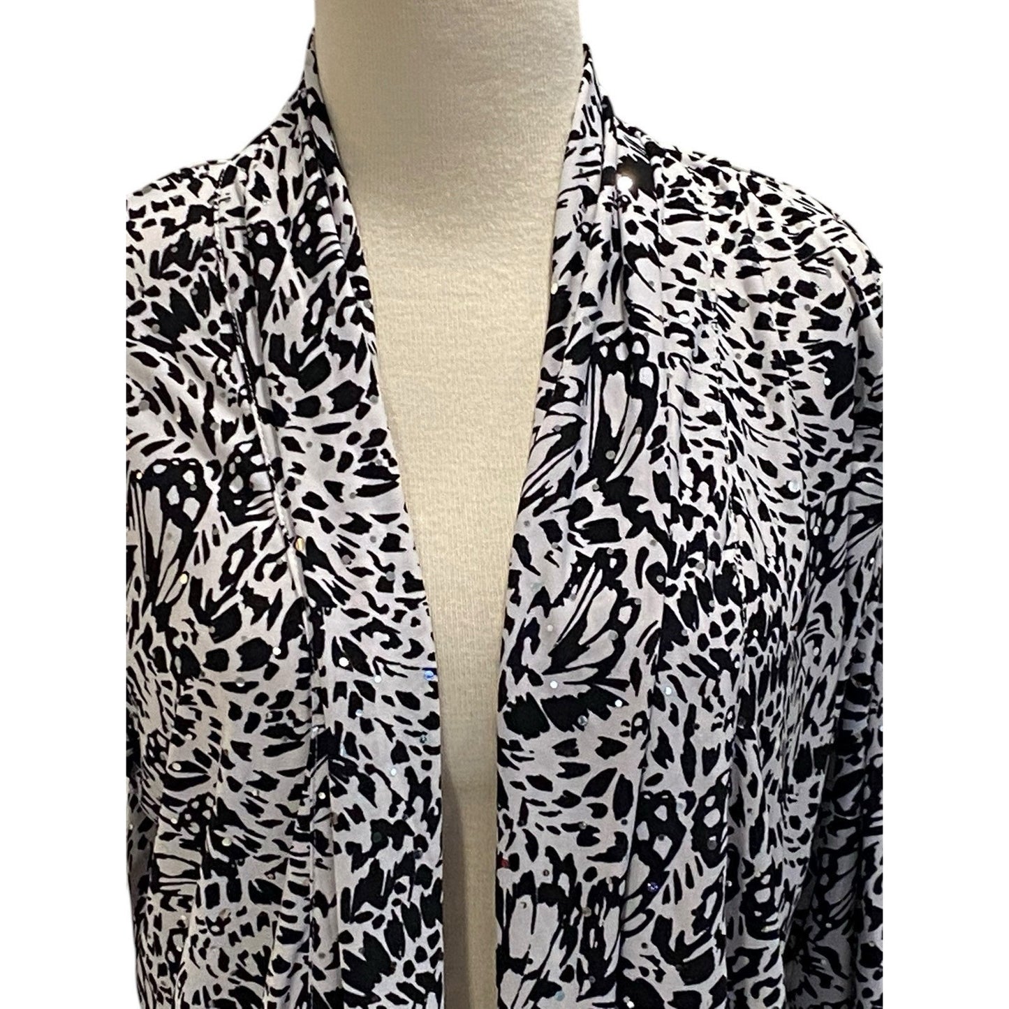 Emily Daniels Black White Cardigan Open Sparkles Size Small