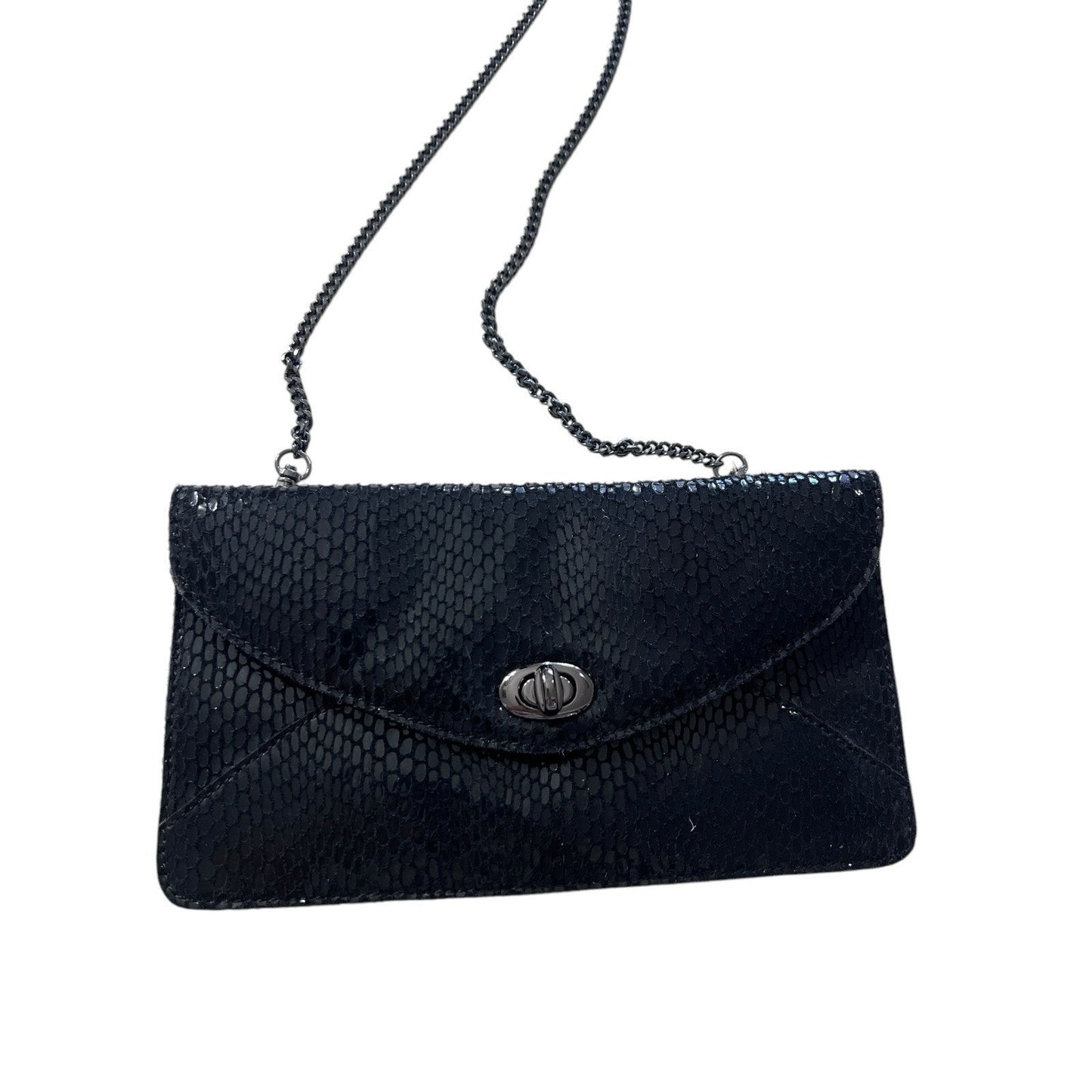 Sorial Black Snakeskin Leather Crossbody Handbag NWOT Clutch