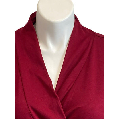 Size XL J. Peterman Wrap Blouse Burgundy Shirt Top Cotton