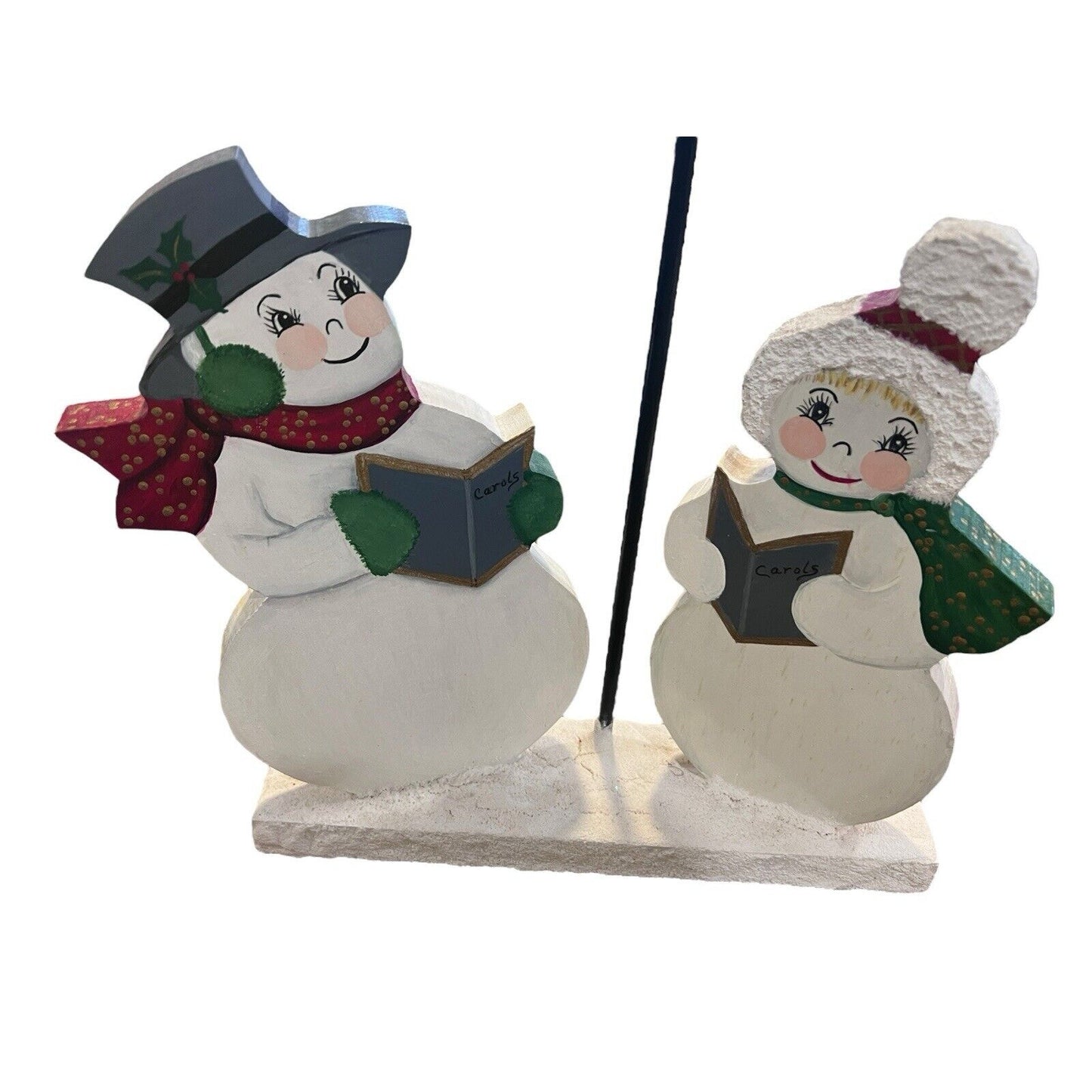 Christmas Decor Santa Snowman Woman Wooden Cut Out Hand Painted Folk Art Whimsy