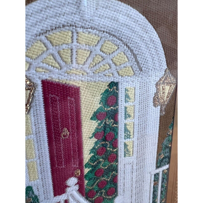 Textile Art Fiber Woven Picture Christmas Staircase Traditional Classic Holiday