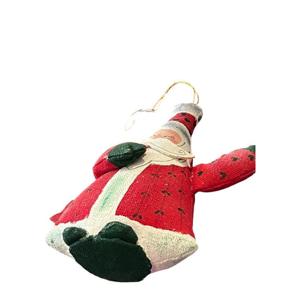 Santa Claus Hand Painted Canvas Christmas Ornament Holiday Pillow Painted