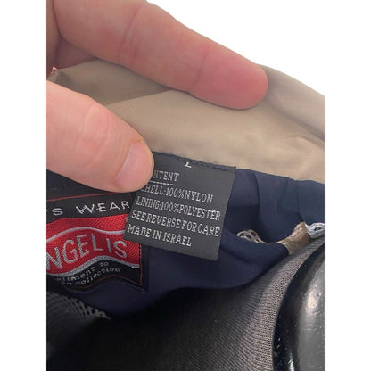 Vangelis Sports Wear Mens Windbreaker Size Large Full Zip Lined Blue Tan Jacket