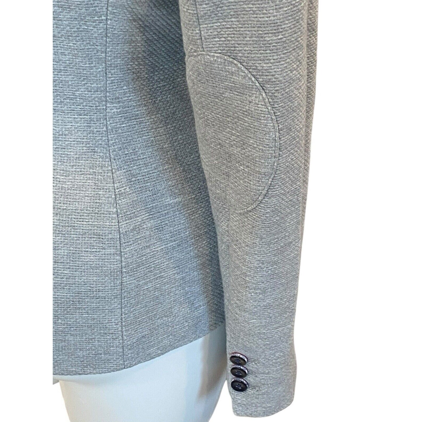 Tommy Hilfiger Gray Womans Single Button Elbow Patch Blazer Size 10 Great Detail