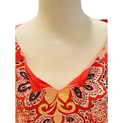 Size 2X Lucky Brand Boho Paisley Tunic Top Shirt Pullover Women’s Pinkish Red