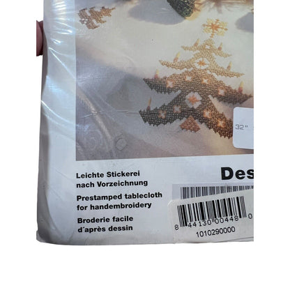 New Sarah Handarbeit Gold Star Christmas Tree Cross Stitch Tabletopper Kit 32” S