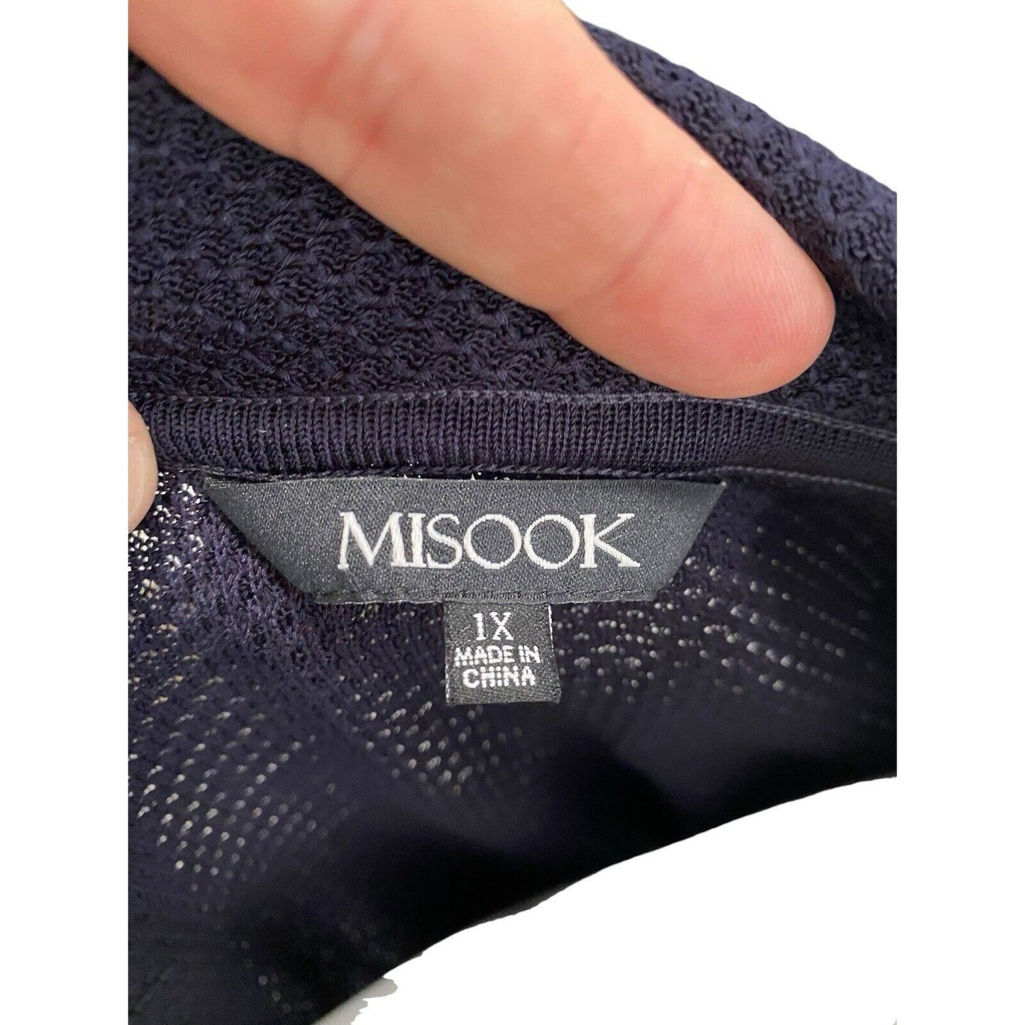 1X Exclusively Misook Cardigan Jacket Women’s Navy Blue Single Hook 3/4 Sleeve