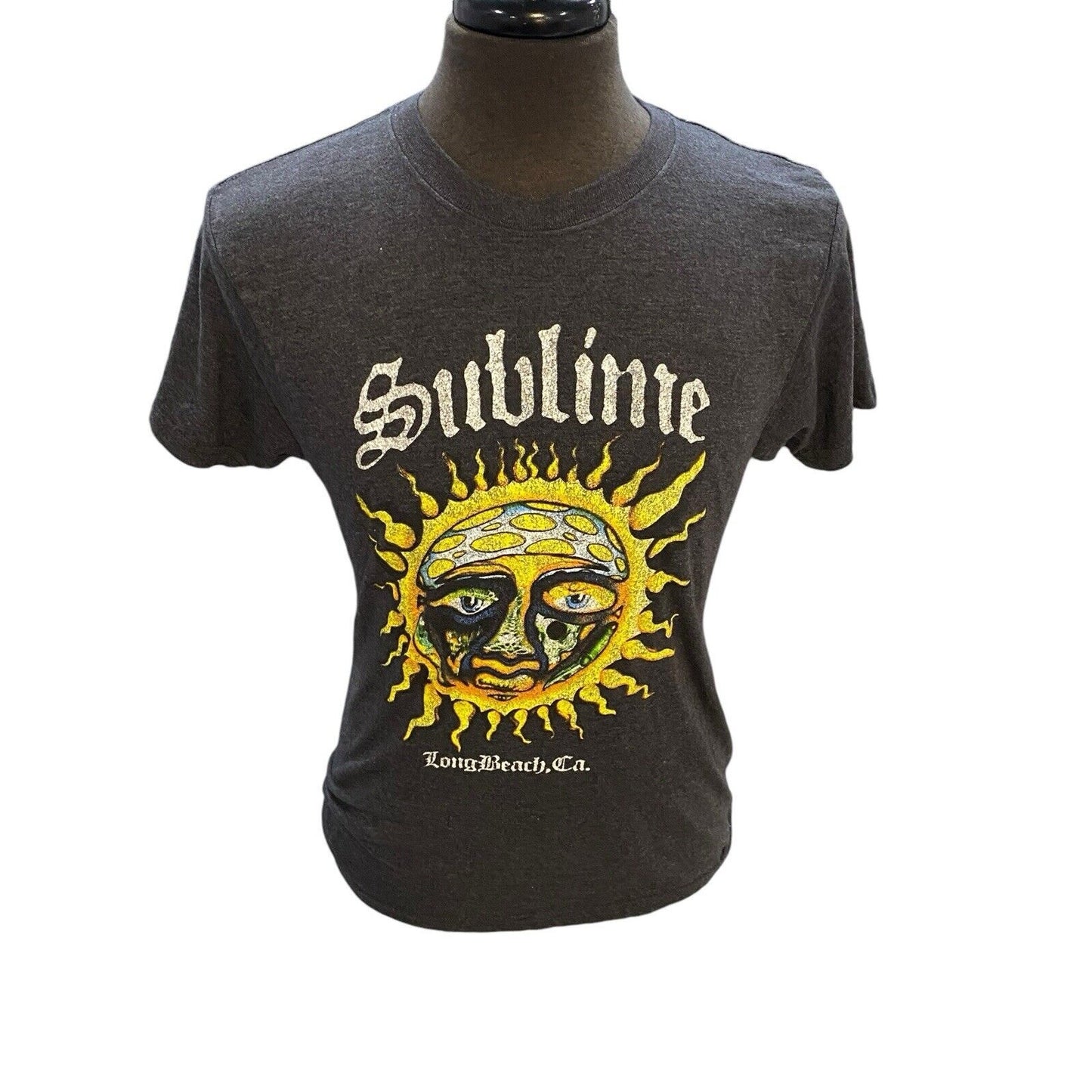 Size L Sublime Men T-Shirt Dark Gray Long Beach California Graphic Tee