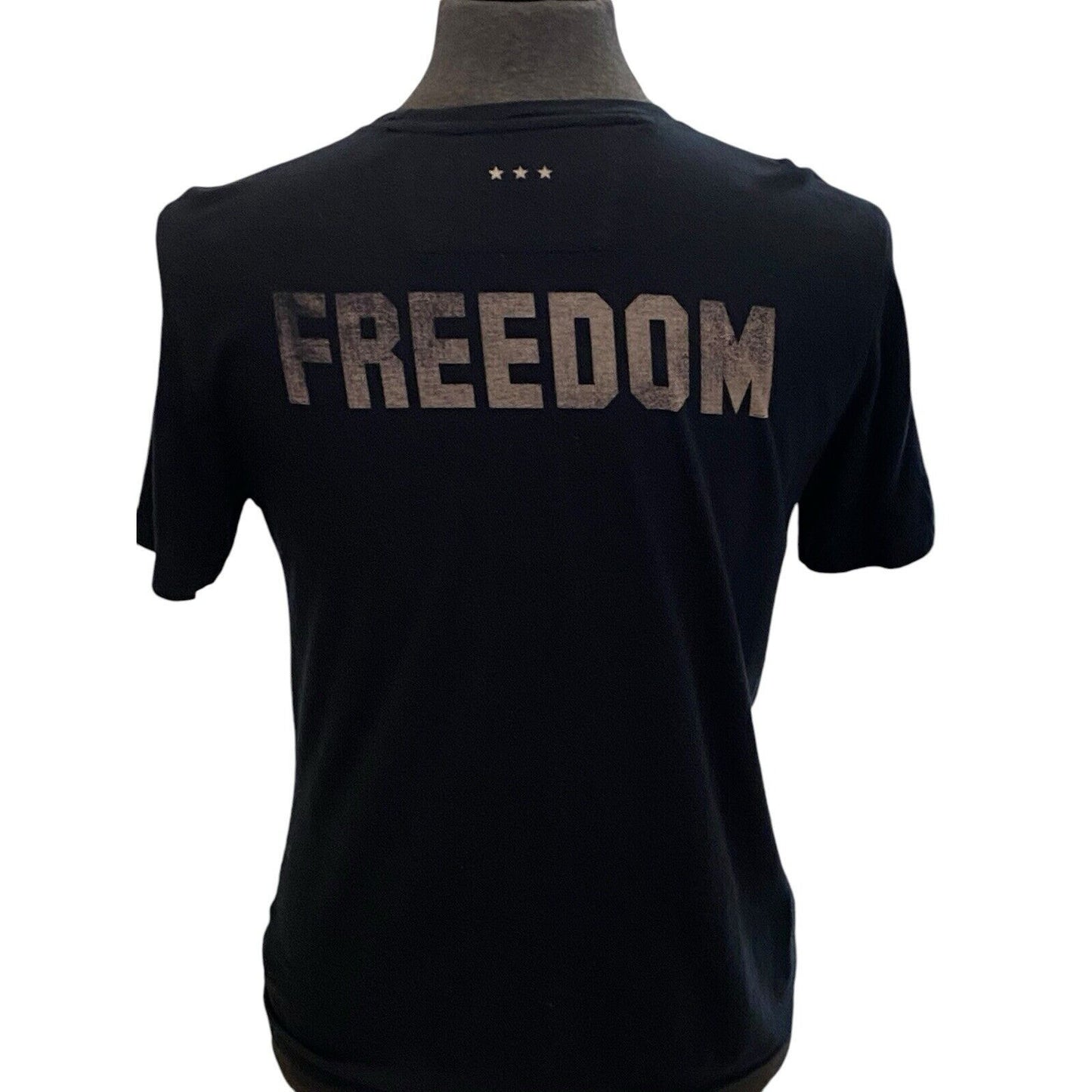 Medium John Varvatos Star USA Mens Freedom Peace Graphic Crewneck Tee Black