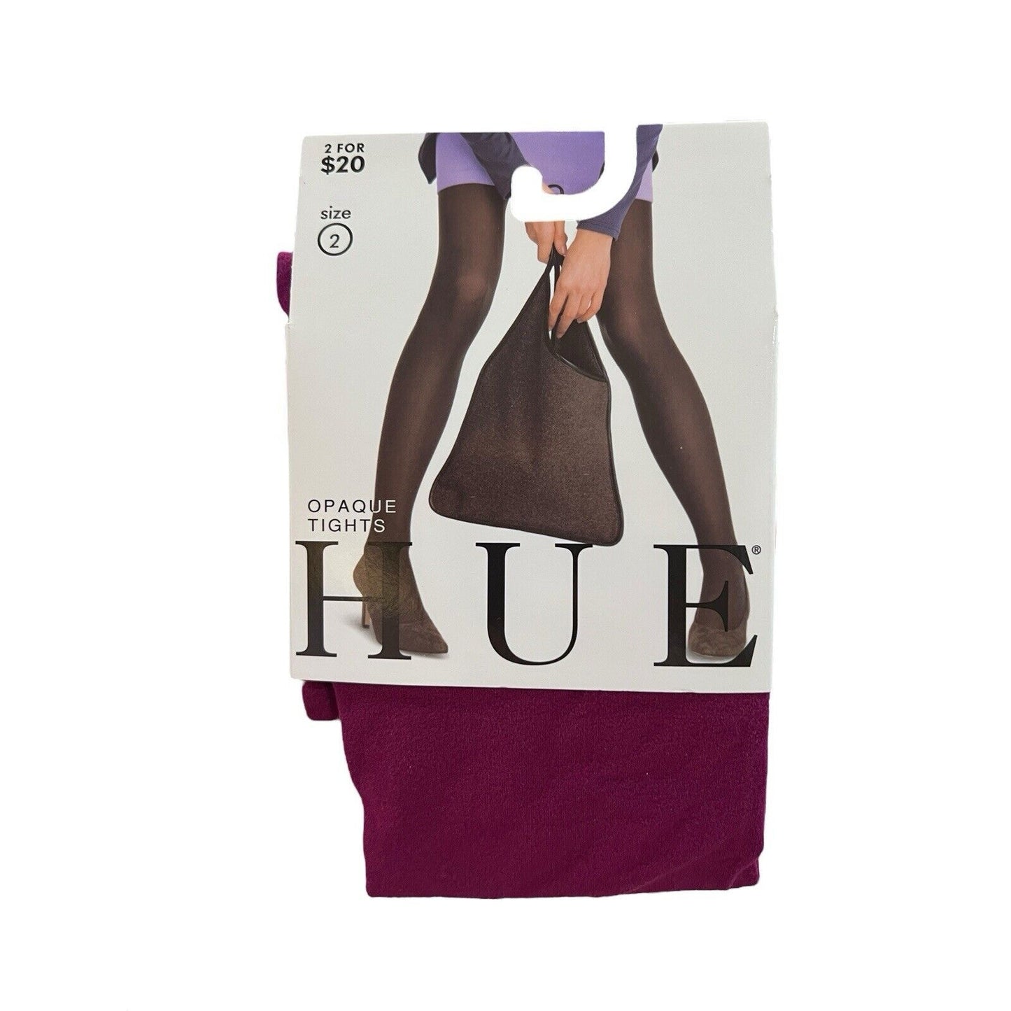 NWT HUE Beet Opaque Tights Size 2 Deep Purple