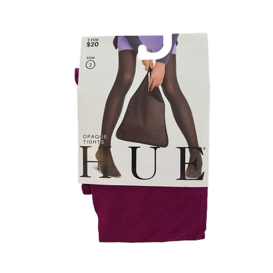 NWT HUE Beet Opaque Tights Size 2 Deep Purple