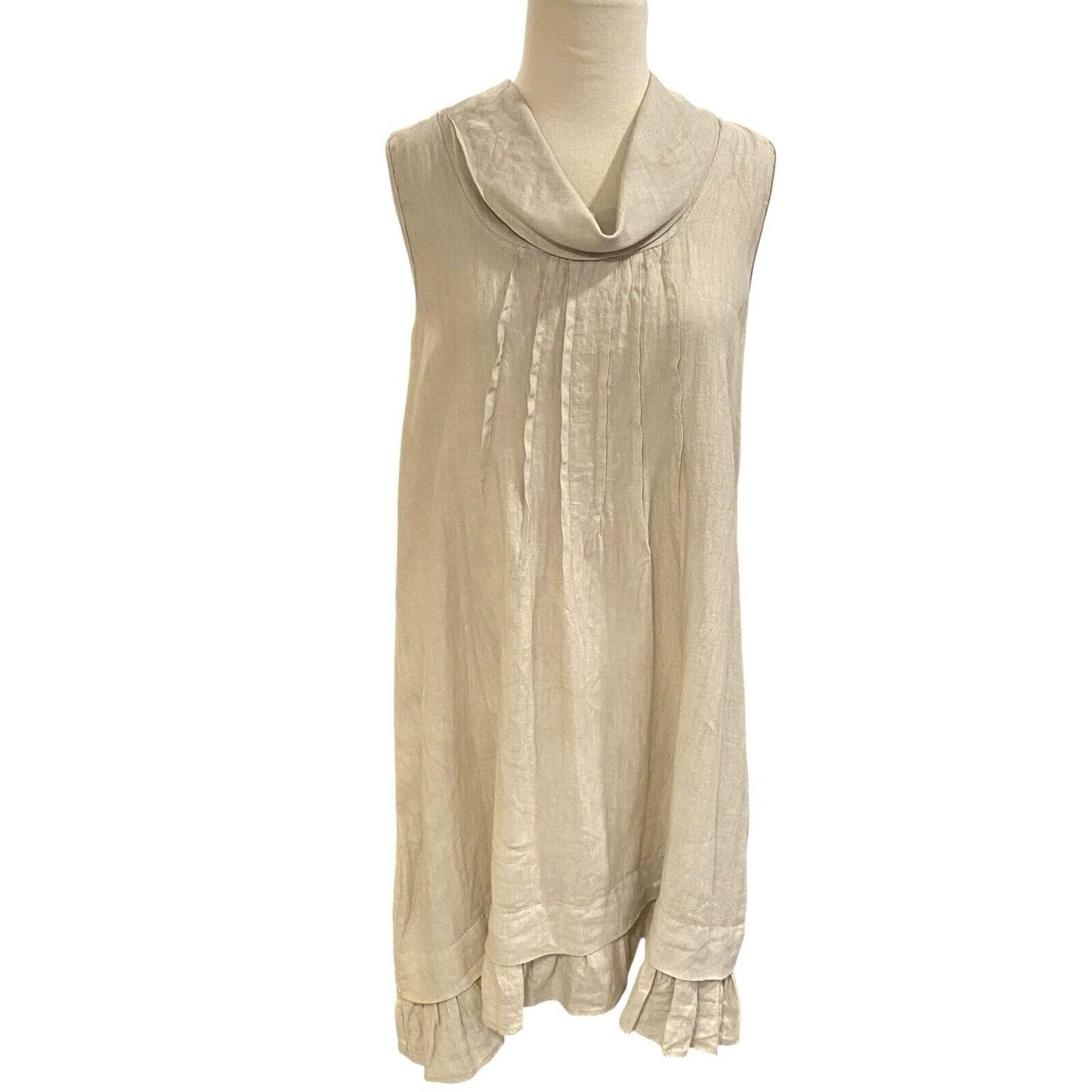 Un Coeur En Ete Beige Linen Top Blouse Tunic Italy See Measurements For Sizing