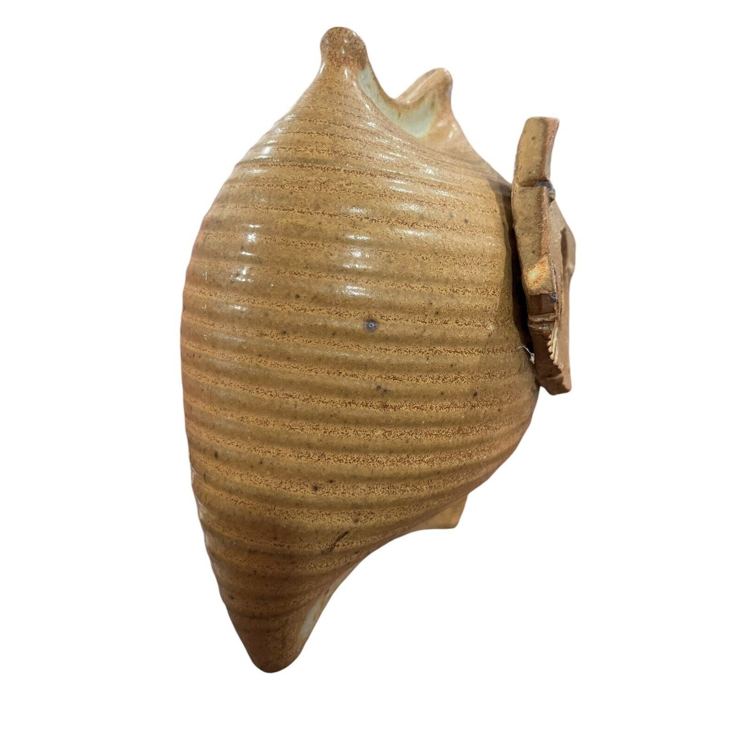 Ceramic Art Pottery Fish Bird House Handmade Signed Clay Natural