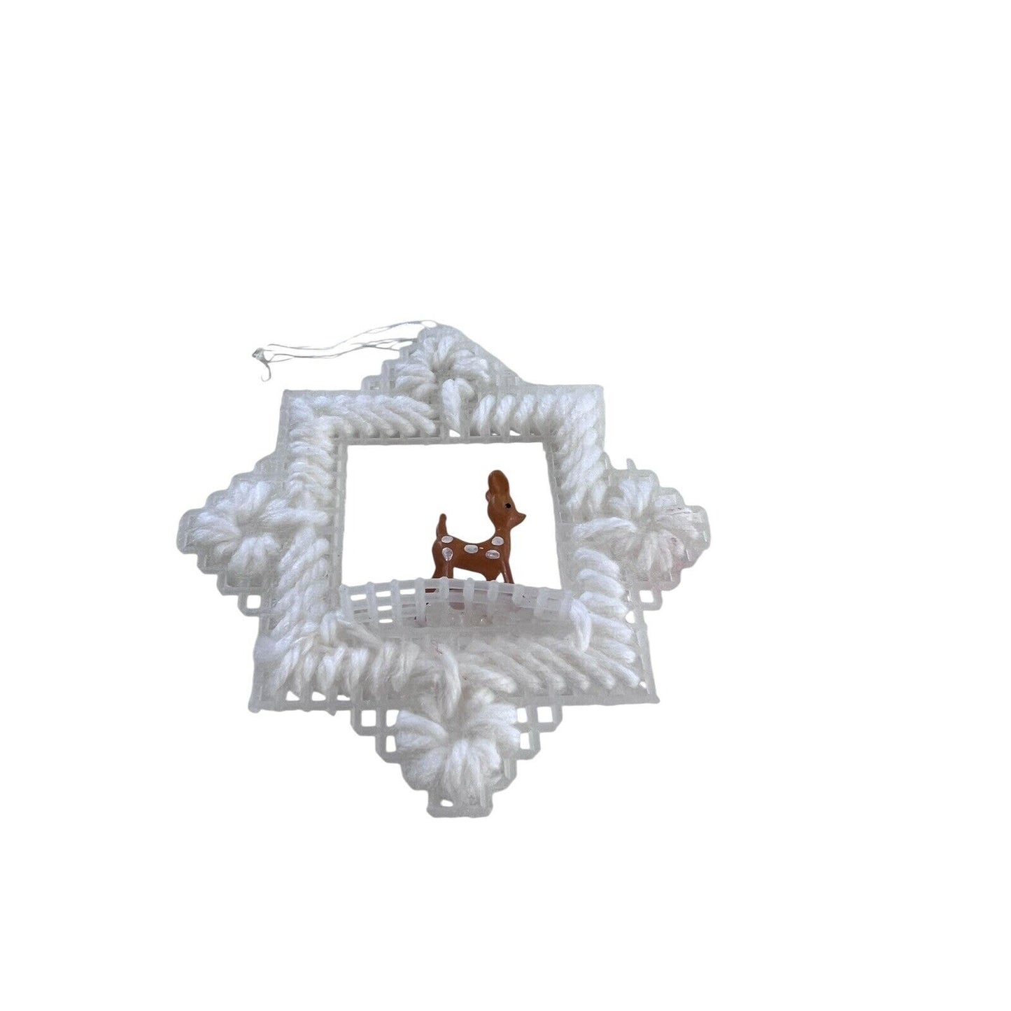Handmade Plastic Cross-stitch 3D Deer Christmas Ornament 3.5”
