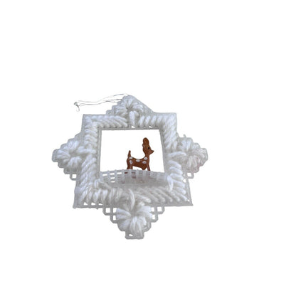 Handmade Plastic Cross-stitch 3D Deer Christmas Ornament 3.5”