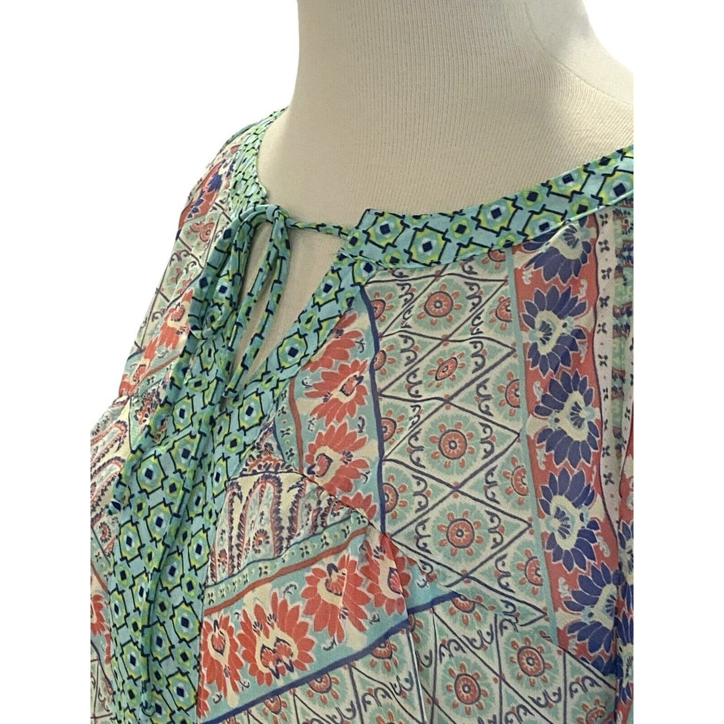 Size M Anthropologie Fig and Flower Floral Lace Boho Peasant Top Blouse Shirt Tu