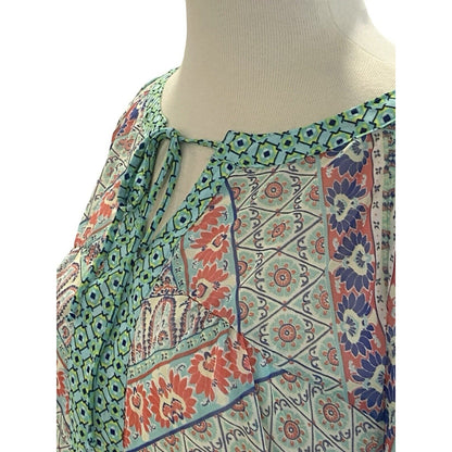 Size M Anthropologie Fig and Flower Floral Lace Boho Peasant Top Blouse Shirt Tu