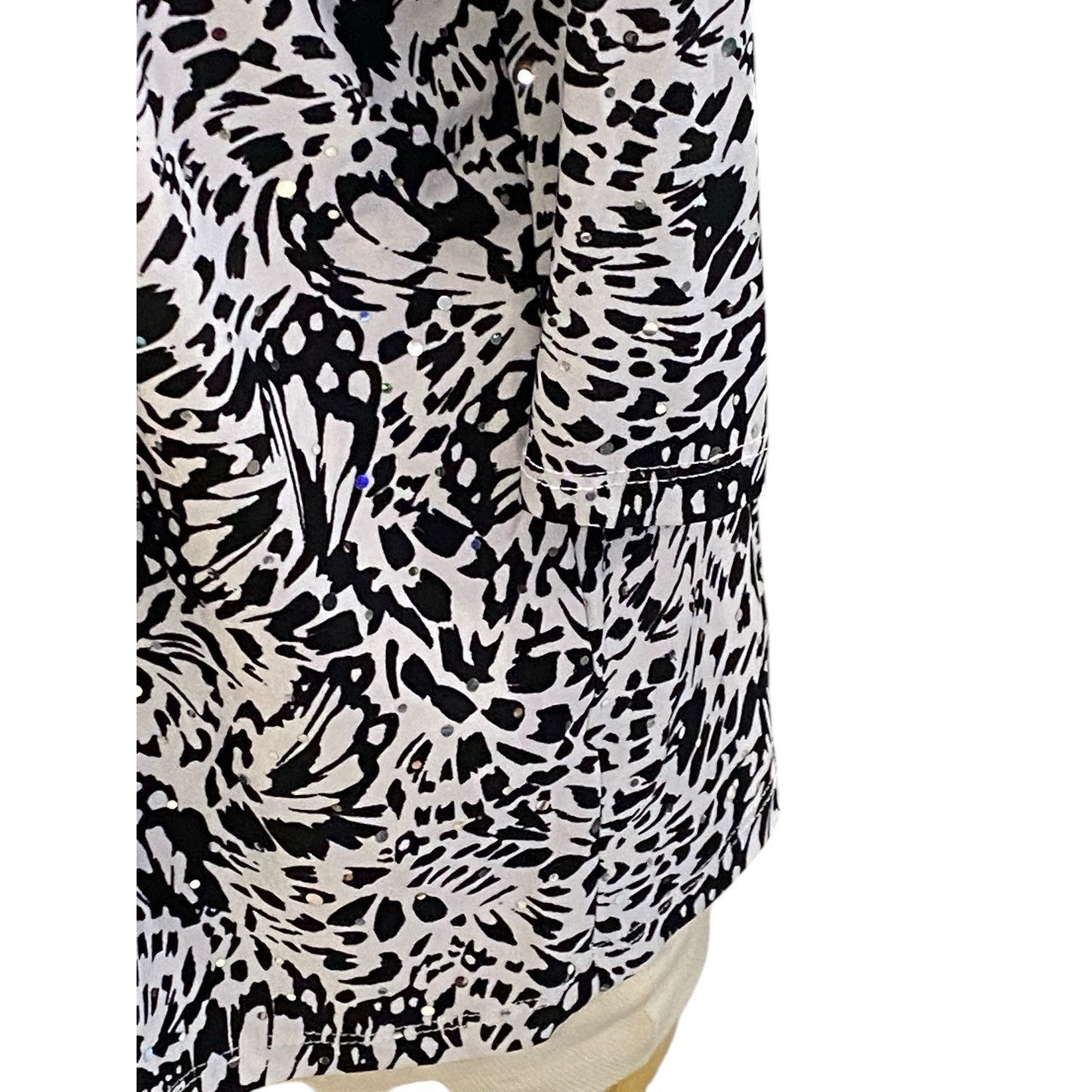 Emily Daniels Black White Cardigan Open Sparkles Size Small