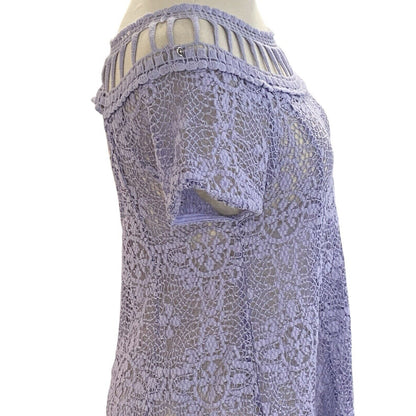 Size Small Free People Holy Mountain Lilac Open Knit Crochet Dress Lined