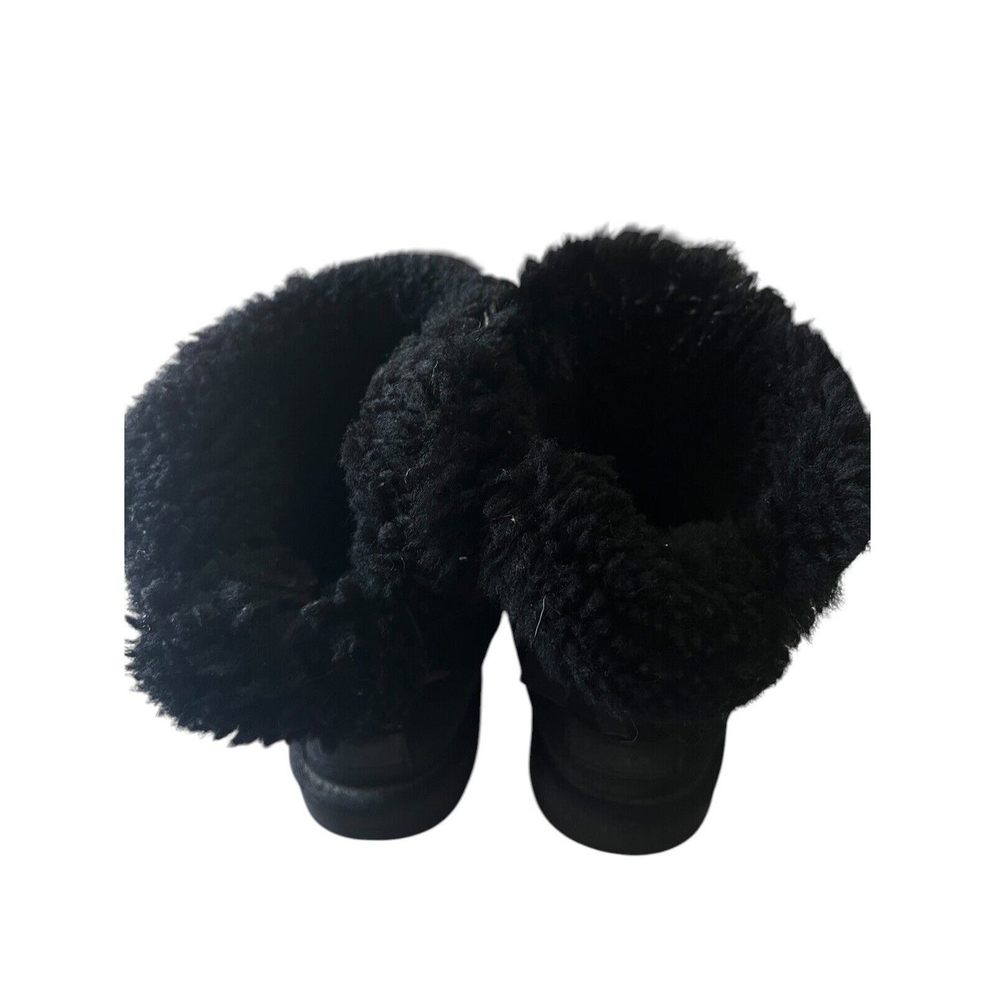 UGG Mini Bailey Bow II Size 7 Black Warm Suede Sheepskin Boots