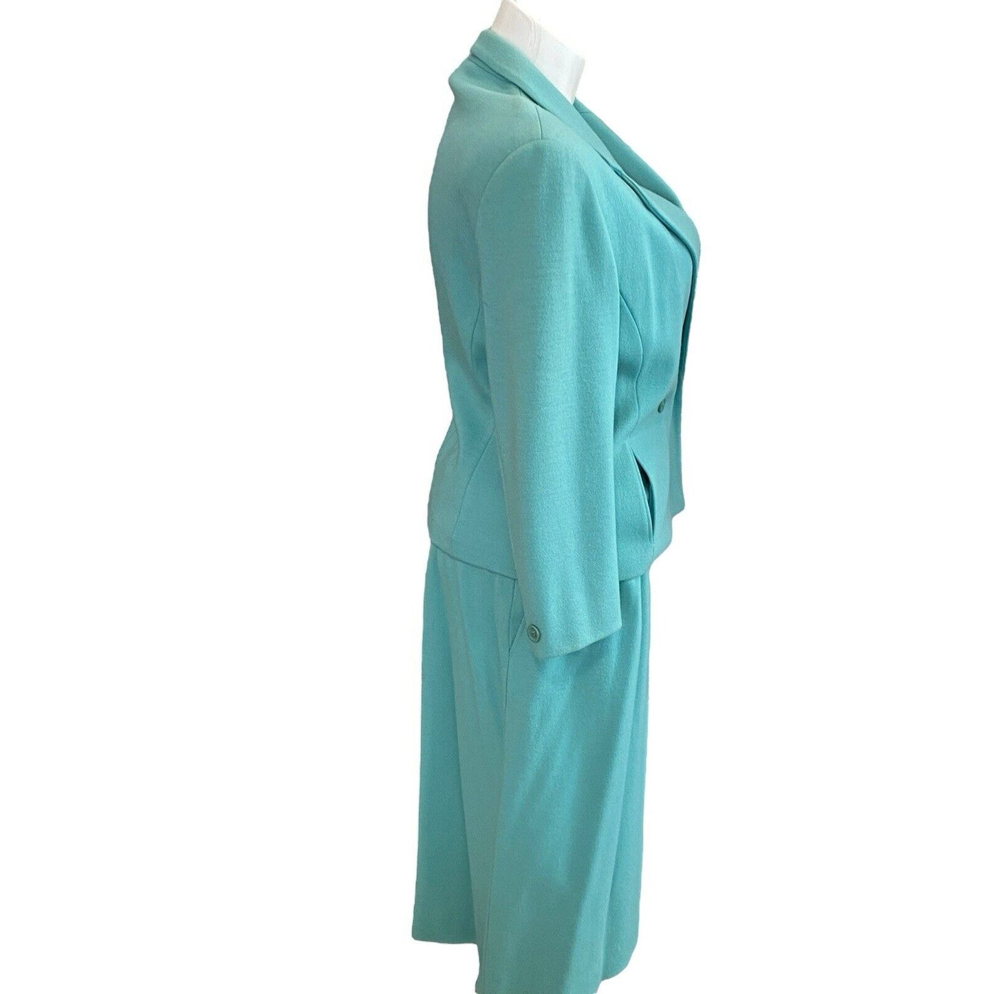 Bleyle Virgin Felted Wool Suit Set Blazer Turquoise Classic Size 18 Skirt 14 Top