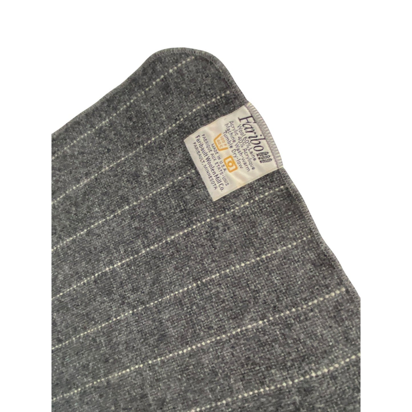 Vintage United Airlines Faribo Blanket Wool Blend 38”x46” Set Of Two Gray Nap