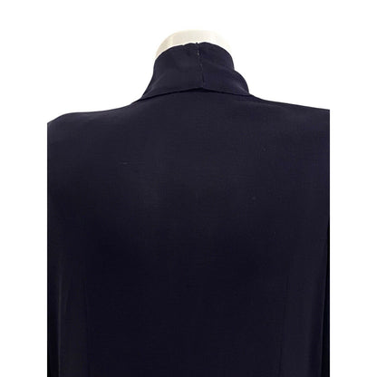 Exclusively Misook Blue Solid Belted Sweater Cardigan Textured Navy Pockets