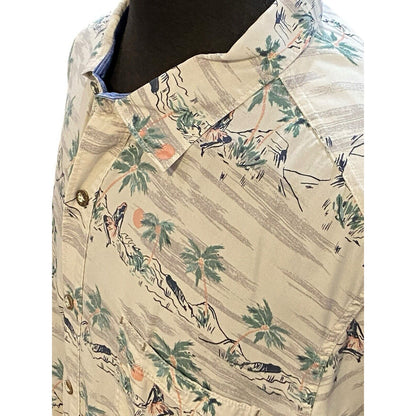 Size XL Tommy Bahama Hula Girl Volcano Floral Hawaiian Shirt Hawaii Relax Palm