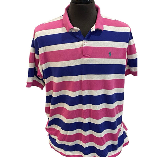 Vintage Polo Ralph Lauren Striped Colorful Shirt Large Made in USA 90s Size XXL