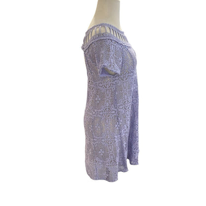 Size Small Free People Holy Mountain Lilac Open Knit Crochet Dress Lined