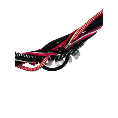 Vintage 80s Braided Belt Black Red Metallic Gold Satin Rope Adjustable Elephant