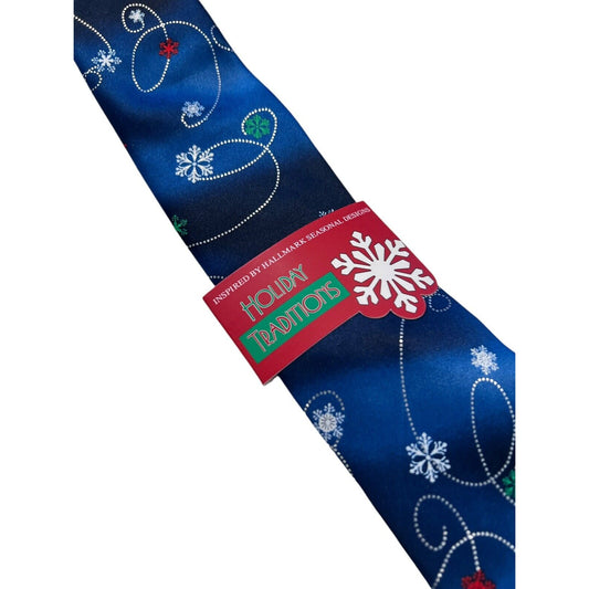 Hallmark Holiday Traditions Christmas Tie Snowflakes Whimsy Novelty Necktie New