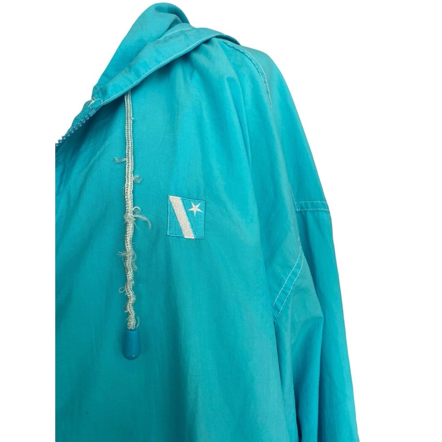 Vintage Venezia Hooded Turquoise Lined Windbreaker Jacket Plus Size 22/24
