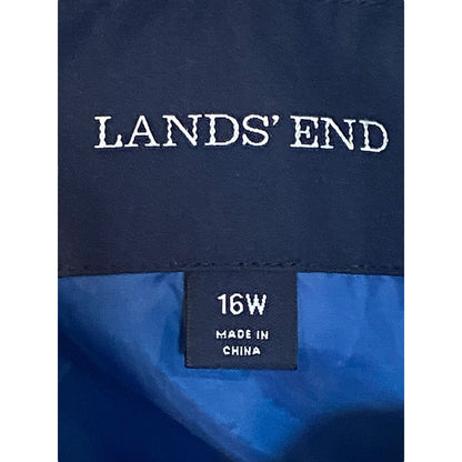Lands’ End Womens Wool Blend Coat Size 16W Royal Blue Full Zip Pockets