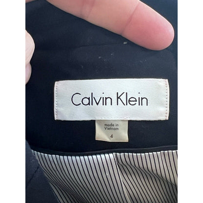 Size 4 Calvin Klein Navy Blue Blazer Jacket Classic Business Executive