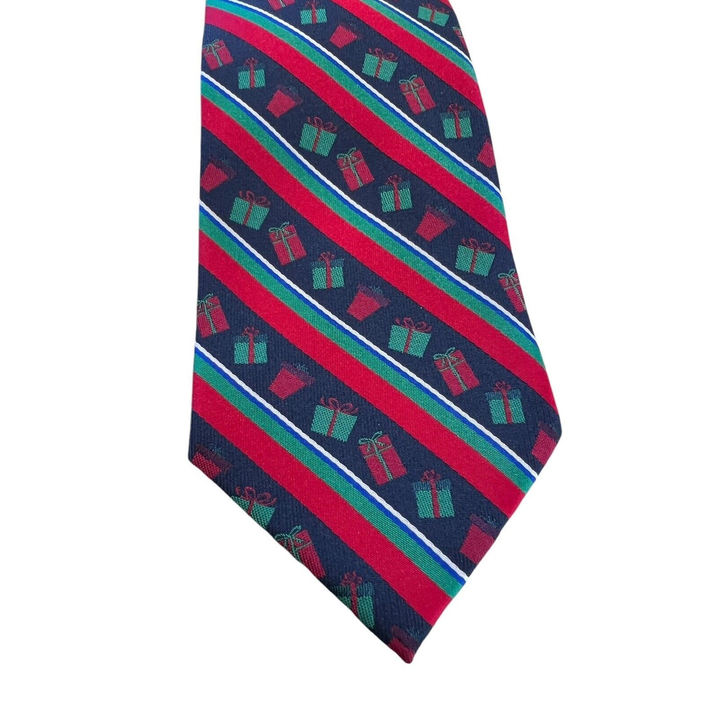 Hallmark Holiday Traditions Christmas Presents Striped Tie Novelty Necktie New