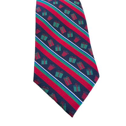 Hallmark Holiday Traditions Christmas Presents Striped Tie Novelty Necktie New