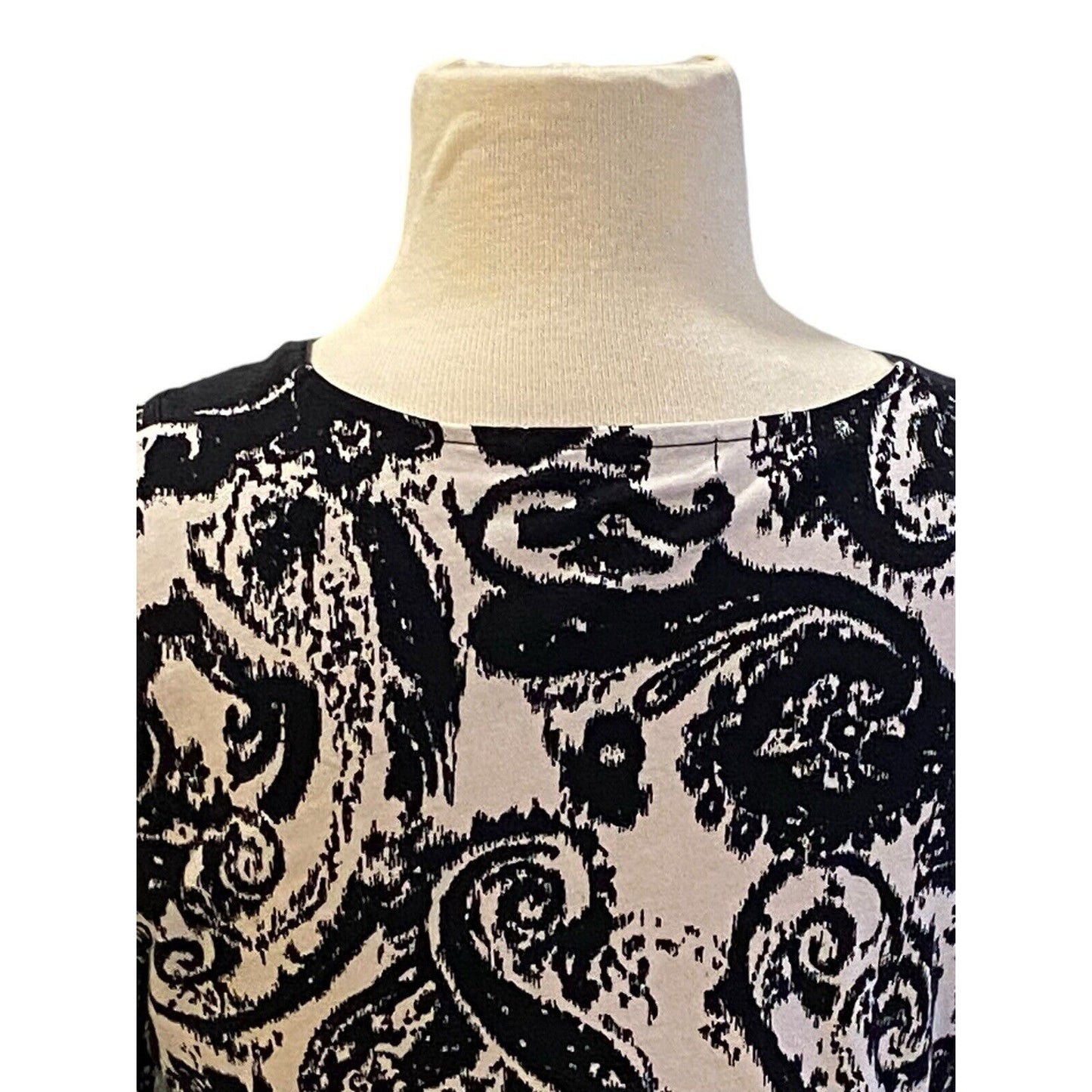 Size Small Lauren Ralph Lauren Black White Paisley Tunic Shirt Blouse