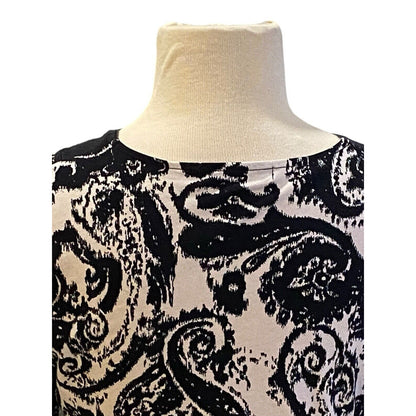Size Small Lauren Ralph Lauren Black White Paisley Tunic Shirt Blouse