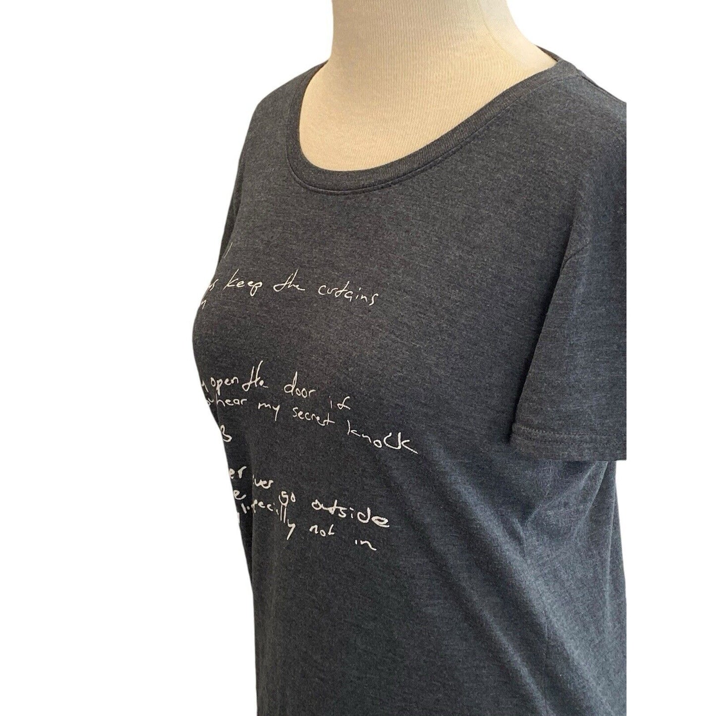 Stranger Things T-Shirt Women Size M Gray Rules Script Short Sleeve Round Neck