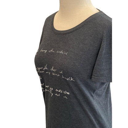 Stranger Things T-Shirt Women Size M Gray Rules Script Short Sleeve Round Neck