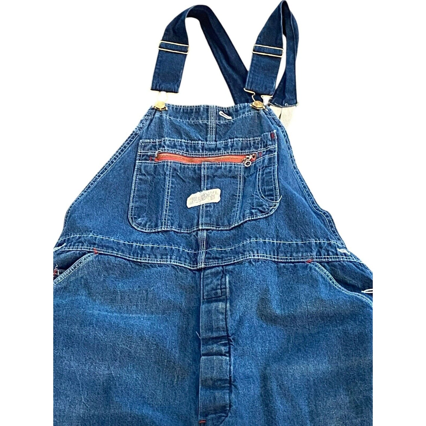 Vintage 50s Red Camel Overalls Denim Workwear 46 X 28 Low Back Distressed