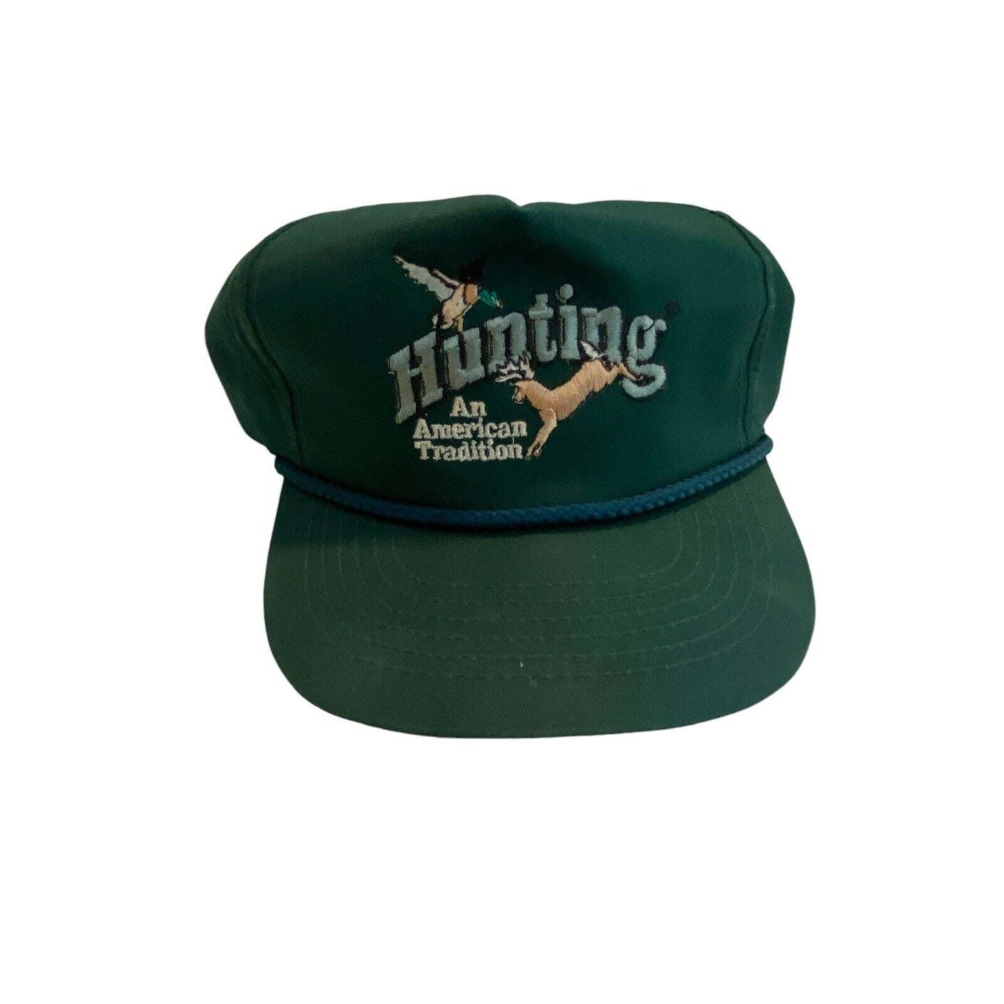 Vintage Hat Hunting An American Tradition Outdoor Cap Rope Hat Green Snap Back