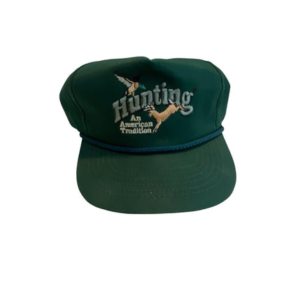Vintage Hat Hunting An American Tradition Outdoor Cap Rope Hat Green Snap Back