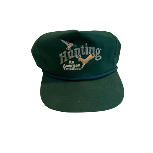 Vintage Hat Hunting An American Tradition Outdoor Cap Rope Hat Green Snap Back