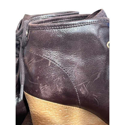 Size 7.5 Michael Kors Rory Wedge Booties Brown Leather Ankle Boots Lace Up