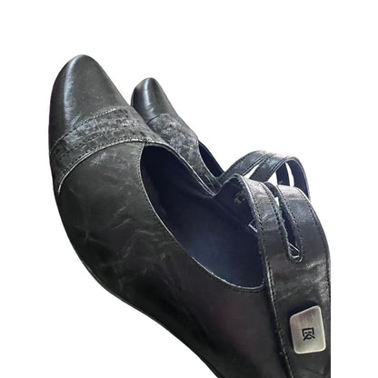 Size 8 (38) Women’s DorKinG Mary Jane’s Metallic Pewter Navy Shoes Heels