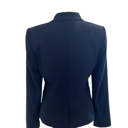 Size 4 Calvin Klein Navy Blue Blazer Jacket Classic Business Executive